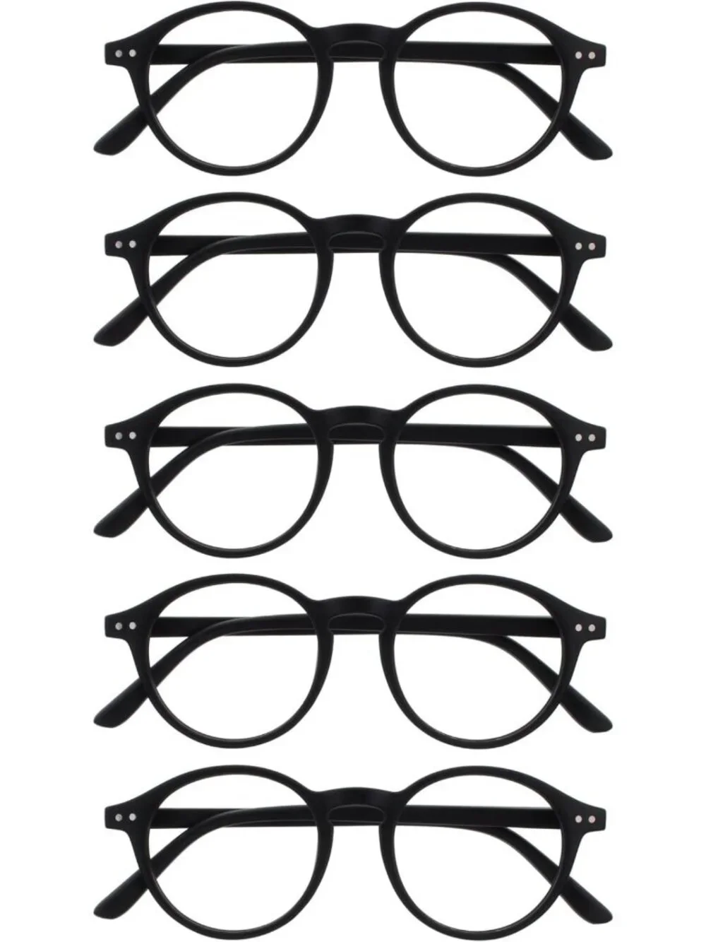 Retro Round Reading Glasses for Women & Men, Spring Hinges, Matte Black, +3.00